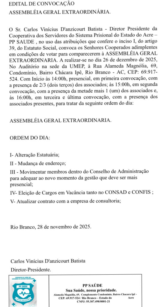 EDITAL DE CONVOCAÇÃO 2ª AGE 2025