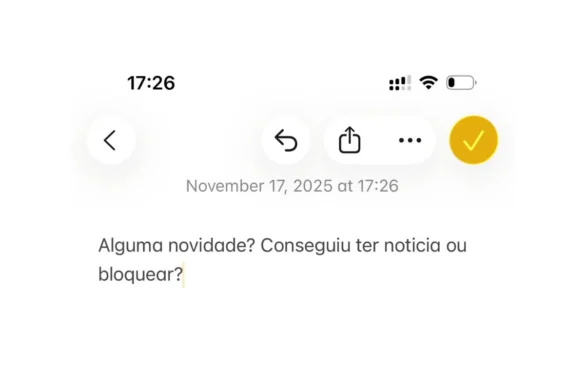 Mensagem de Vorcaro às 17h26 do dia 17 de novembro de 2025